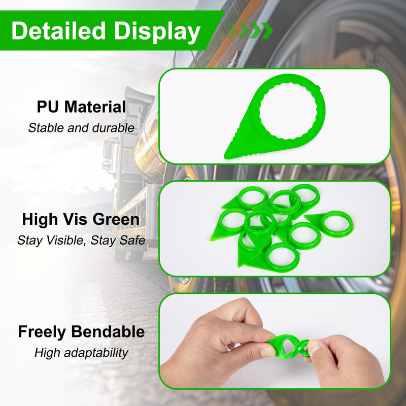 100PCS Loose Lug Nut Indicators for 32mm/33mm/34mm Nuts Wheel Check Indicators for Semi Trucks, High Visibility Green 100 PCS