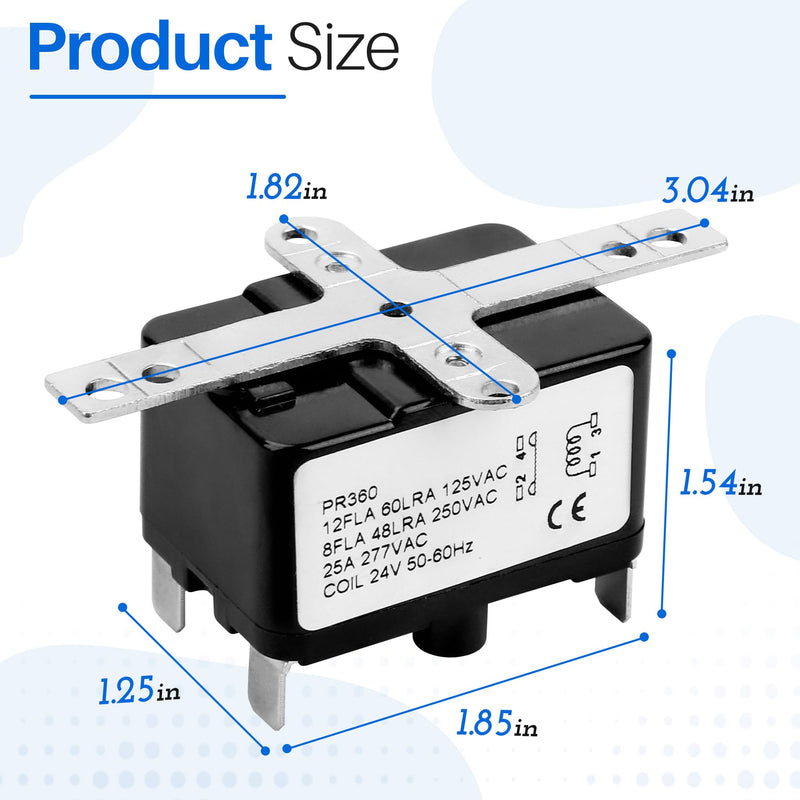 APFR-360 90-360 24V AC Heavy-Duty Fan Relay – Single Pole SPST – Isolated AC Switch for HVAC blowers, humidifiers, Goodman blowers, Heat sequencers – Includes Universal Bracket（1 Pack） (1)