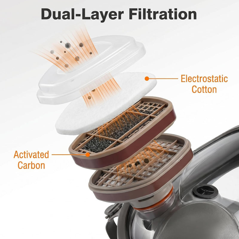 Full Face Respirator Mask with Filters, Gas Masks for Adult, Applicable to Dust, Paint, Chemicals, Gas, Epoxy Resin, DIY etc