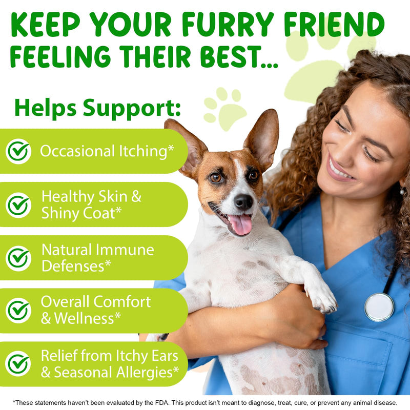 Natural Dog Yeast Infection Treatment for Itchy Skin, Ears & Paws, Soothes Irritation & Relieves Discomfort from Allergies, Supports Healthy Itch Relief, Improves Coat & Skin, Herbal Supplement Drops
