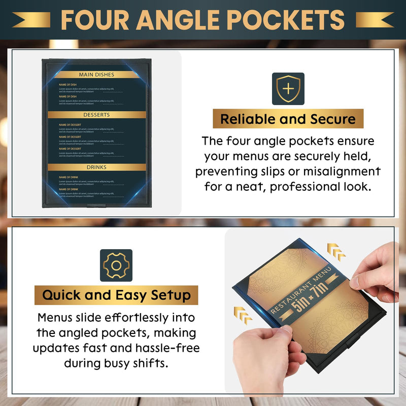 5" × 7" Table Tents, Leatherette PU Leather Double-Sided Menu Holders Menu A-Frame Sign Holders, 2 Side Menu Covers for Restaurant Coffee Cafe Bar Drink Dessert 5 Pack 5" × 7"