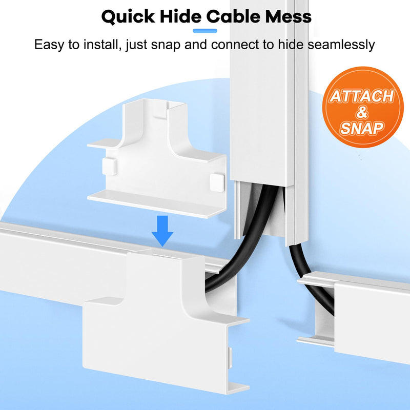 126in Cord Hider Kit, ZhiYo Cord Covers for Wall Mounted TV, Paintable Wire Cover for Cords, TV Cable Hider Wall Kit, Wall Cord Concealer, Cable Cover Wall Wire Management, 8xL15.7in W0.95in H0.55in Medium White