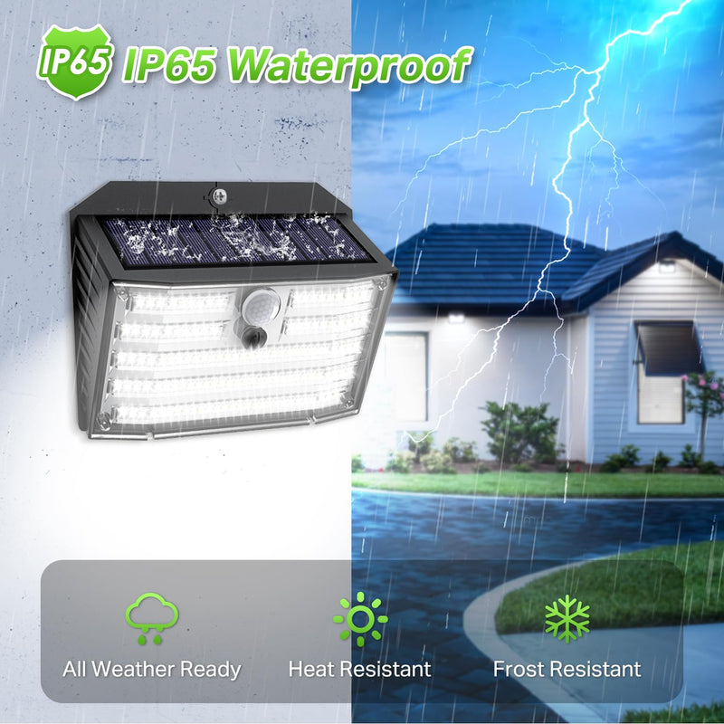 Solar Motion Lights Outdoor, Ultra Bright Solar Fence Lights with Motion Sensor, IP65 Waterproof Security Light 3 Modes, 270° Lighting Angle, Wall Lights for Deck Patio Fence Garage Door (6 Packs) Cool White 6 Pack