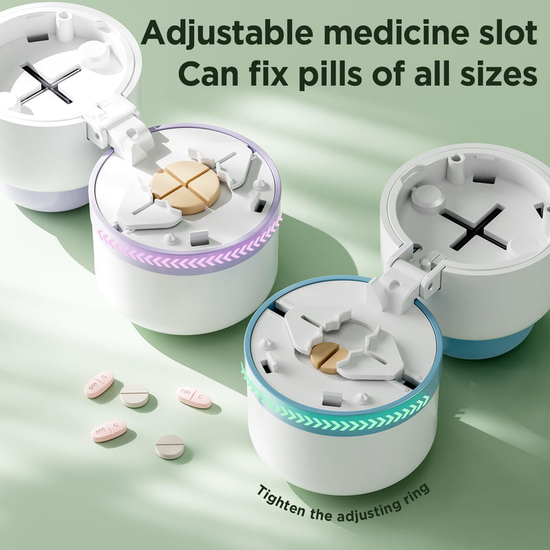 Pill Cutter 1/4 - Pill Splitter with Stainless Steel Blade for Cutting Small Pills or Large Pills in one Fourth, Suitable for Cuting Vitamins, Tablets (1-4 Blue) 1-4 Blue