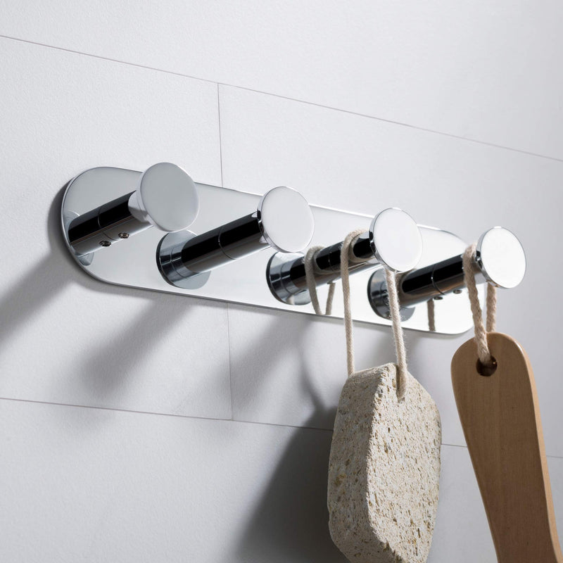 Kraus Elie Bathroom Robe and Towel Hook Rack with 4 Hooks, Chrome Finish, KEA-18804CH