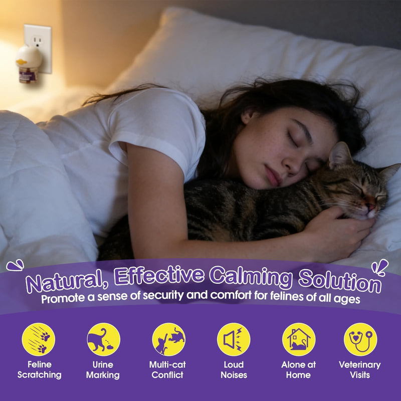 Cat Calming Diffuser Multicat Effective Solution to Stress & Aggression Suitable Cat pheromone Diffuser for Cats Refill Reduce Fighting Spraying and Scratching Calm Relaxing 2 FL OZ(Pack of 2)