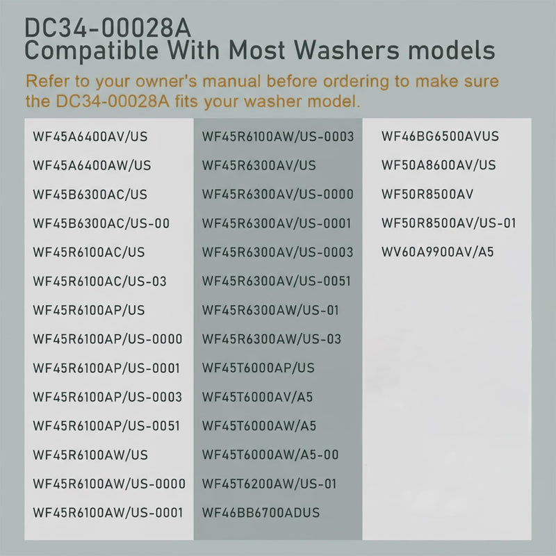 DC34-00028A Compatible with Samsung Washing Machine Door Lock Switch Parts Replacement - Compatible with WF50R8500AV, WF45R6100AW, WF45R6 300AV, etc. -Replace PS12740237, EG-380917.1, AP6975226