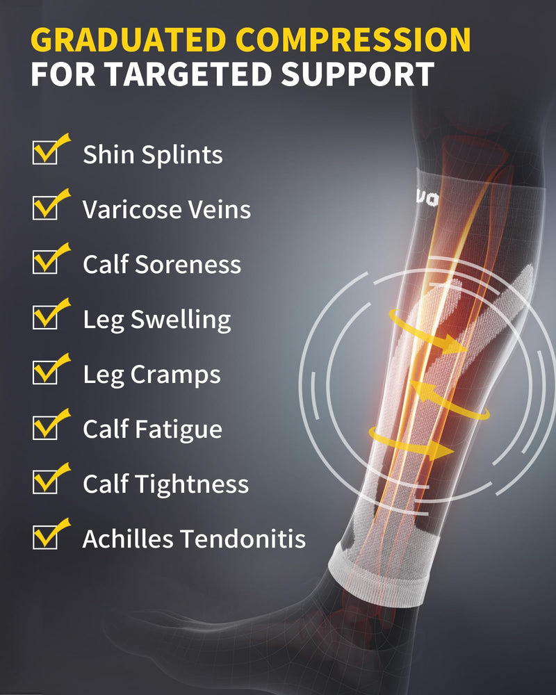 CAMBIVO 3 Pairs Calf Compression Sleeve for Women Men, Leg Support for Shin Splints Large-X-Large Black
