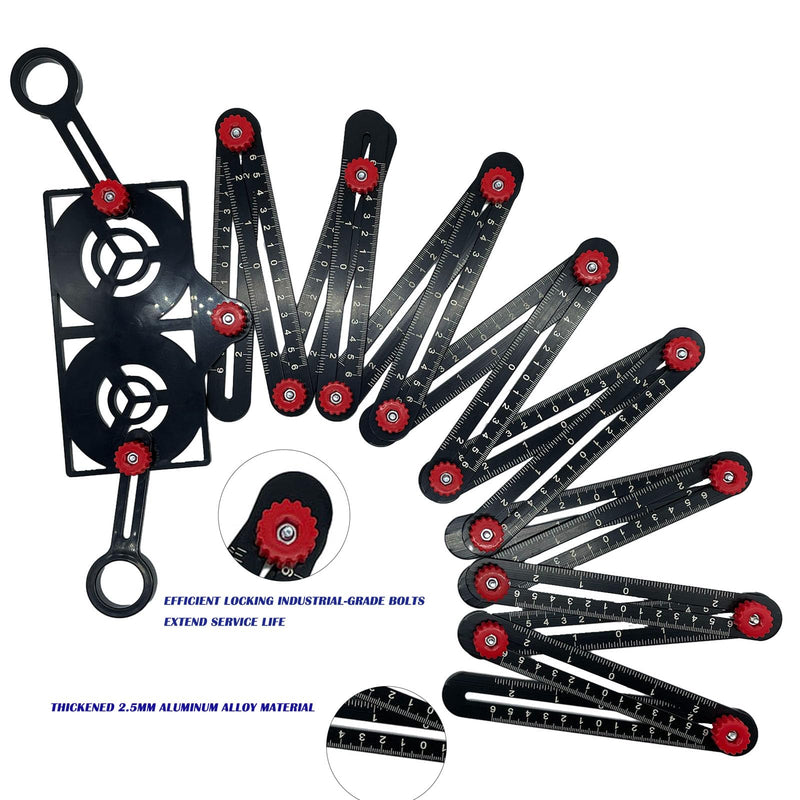 16 Fold Multi Angle Measuring Tool,16-Sided Ceramic Tile Opening Locator Angle Measurement,Tile Holes Measure Ruler with Holes Positioning Apertures