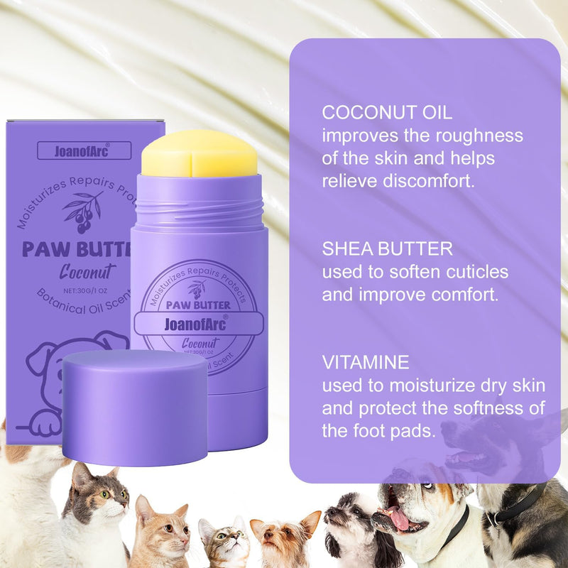 Dog Paw Balm, Lick-Safe Dog Paw Nose Balm, Moisturizer Soother Dry Cracked Snout Paws with Coconut Oil, All-Natural Nose Cream for Dog Cat Paws, Nose, Elbows, Horse Hoof, Cat Petts Care, 30g /1oz