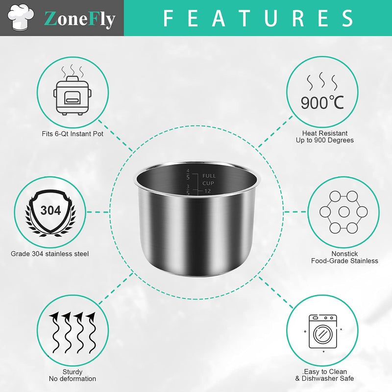 Original 8Qt Power Cooker XL Replacement Inner Pot Stainless Steel Compatible with 8 Quart Power Pressure Cooker Model PPC772 (or #PPC772) PPC780 (or #PPC780) and WAL3 Stainless Steel Inner Pot Parts for 8Qt