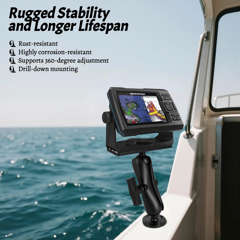 Fish Finder Mount with C Size 1.5" Ball,5.9" Aluminum Arm Marine Electronics/Depth Finder Mount,High Salt Water Resistant,Compatible with Garmin, Lowrance,and More Medium