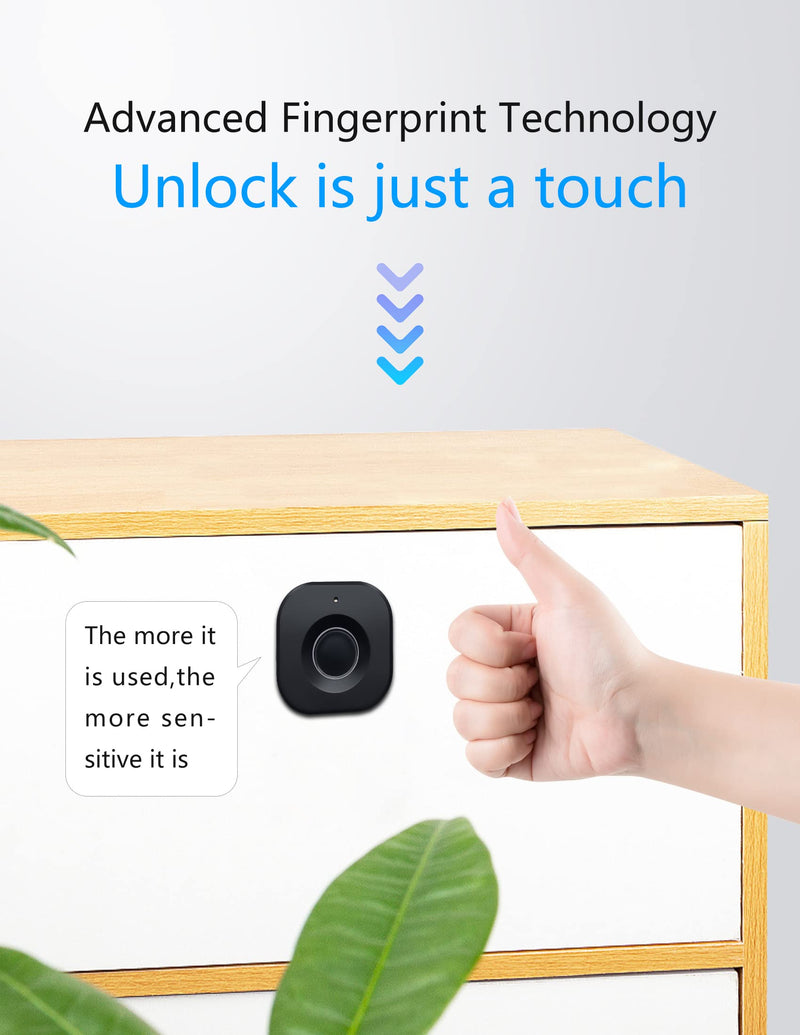 SUMNEW Fingerprint Cabinet Lock, Smart Biometric, Keyless Hidden File Drawer Wardrobe Lock, Child Safety Electric Lock, DIY Wooden Furniture for Home Office Black Standard