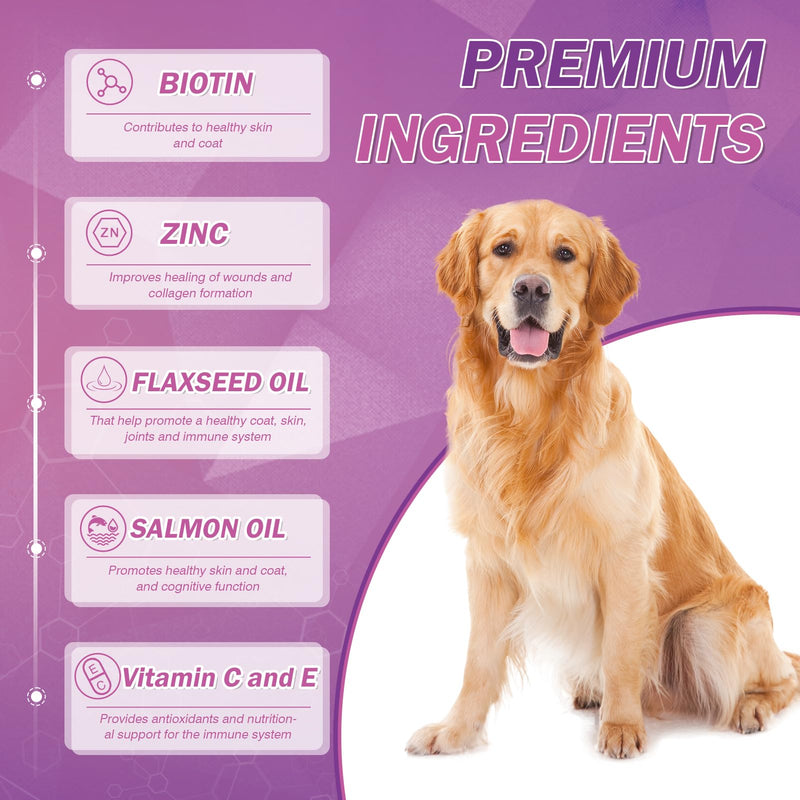 Omega 3 Fish Oil for Dogs Dog Skin and Coat Supplement Shiny Coats Dog Skin Allergy Relief for Dogs Itching Reduce Shedding EPA & DHA Fatty Acids Salmon Oil Supplement 200 Ct