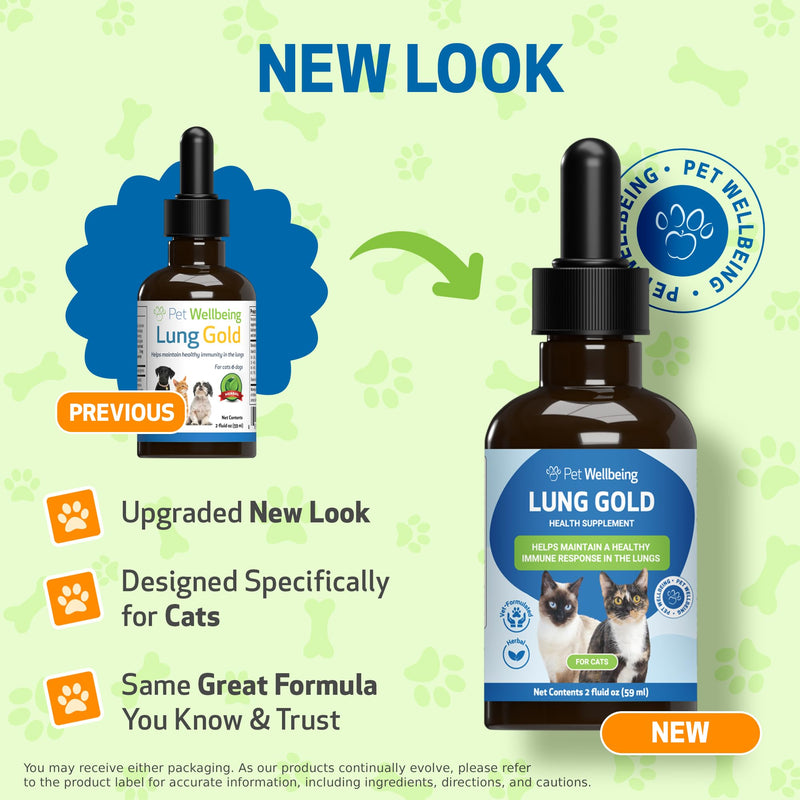 Pet Wellbeing - Lung Gold for Cats - Natural Breathing Support for Felines - 2oz (59ml)