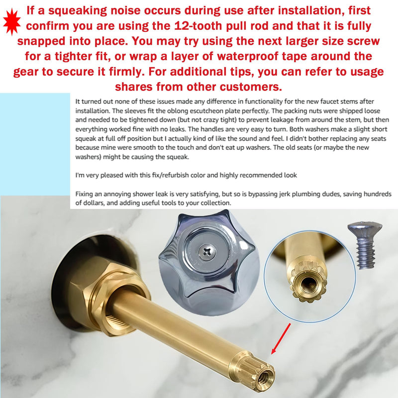 3 Piece Shower Knob Replacement Set,12 Tooth Broach Stem,Replacement Compatible with Price/Pfister Verve Tub Shower - Hot/Cold/Diverter Handles,Easy to Replace and Maintain,Durable Metal Material 1
