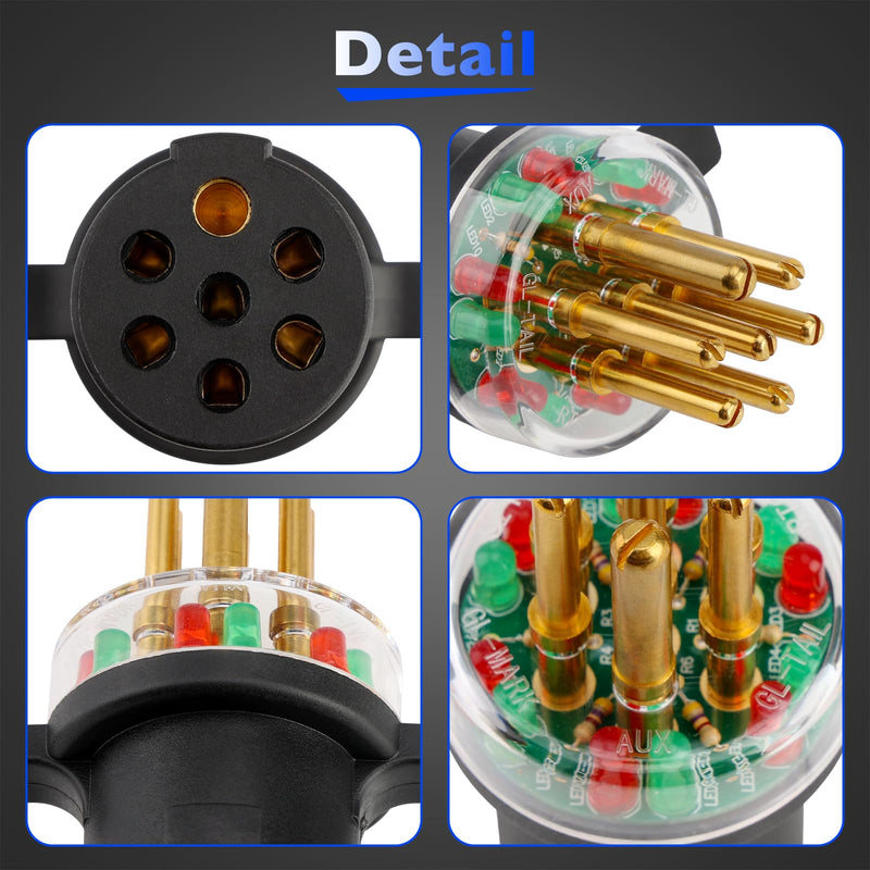 7-Way Round Pin Tractor Trailer Light Tester One-Man Testing Circuit Testers Replace# 7865L