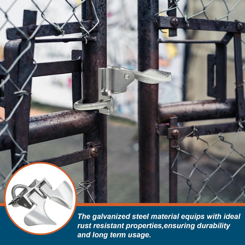Tandefio 2 Pcs Chain Link Fence Butterfly Gate Latches Galvanized Steel Butterfly Latch Chain Link Gate Closer Fence Gate Latch for 1-3/8 Gate Frame and 2-3/8 Gate Post, Silver