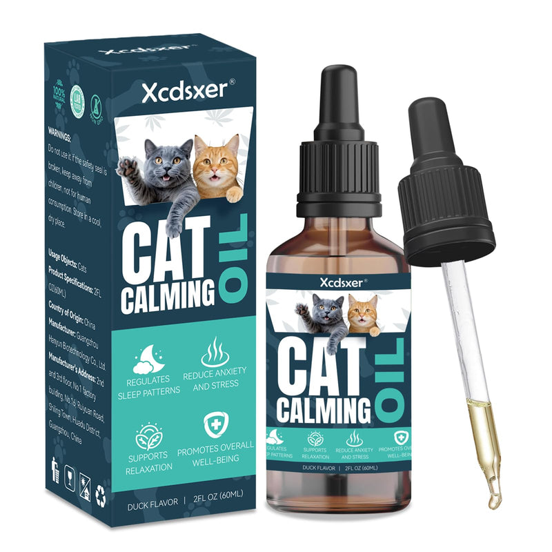 Cat Anxiety Relief Drops - Natural Stress Relief for Anxious Cats, Soothes Loud Noise & Separation Anxiety, Promotes Deep Sleep, Safe for All Breeds & Ages BROWN M1