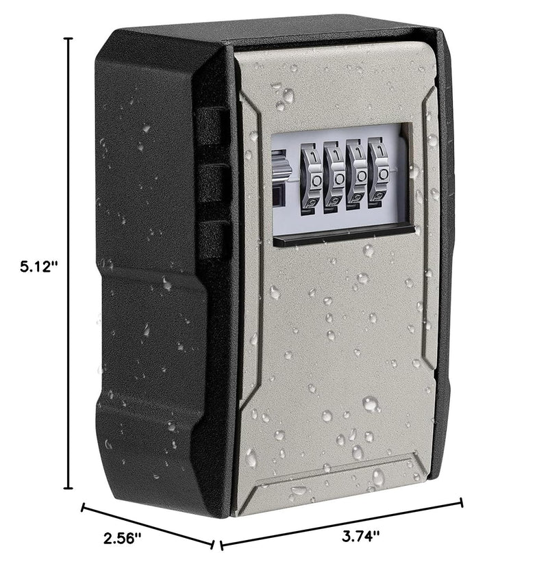 UPGRADE Extra Large Capacity Key Lock Box, Weatherproof Wall Mount Key Box for Car Keys, Fob, House Keys, Key Safe Security Storage Lock Box for Indoor, Outdoor, Garage, Garden, Store (1, Grey) 1