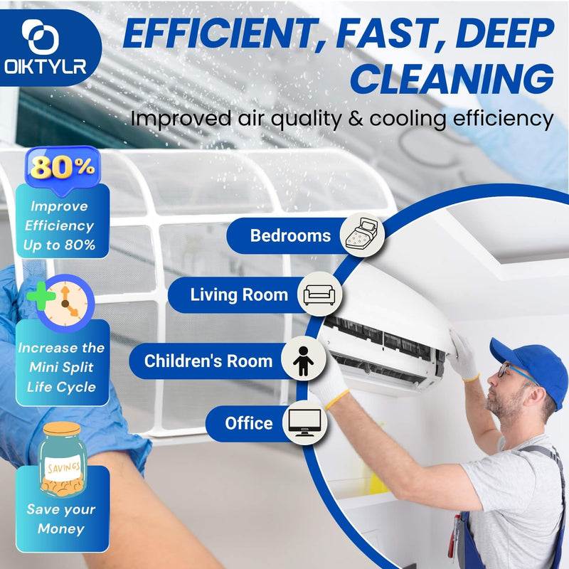 Oiktylr 10Pcs Mini Split Cleaning Kit, AC Cleaning Kit, Fits 27-37in Small