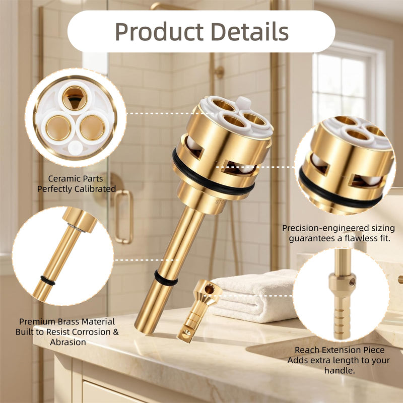 RP71718 3-Function Non-Shared Diverter Cartridge, Compatible with Delta R11000 R22000 R22000WS Valves, Brass Shower Diverter Replacement Kit with Installation Tools