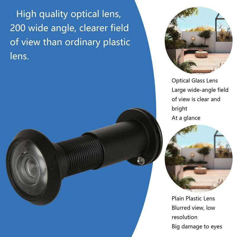 4 Pack Door Viewer Peephole 200-Degree Door Viewer with 16mm/0.63inch Drill Bit for 1-1/2" to 2-3/8" Doors Zinc Alloy Peephole for Front Door with Heavy Duty Privacy Cover, Black