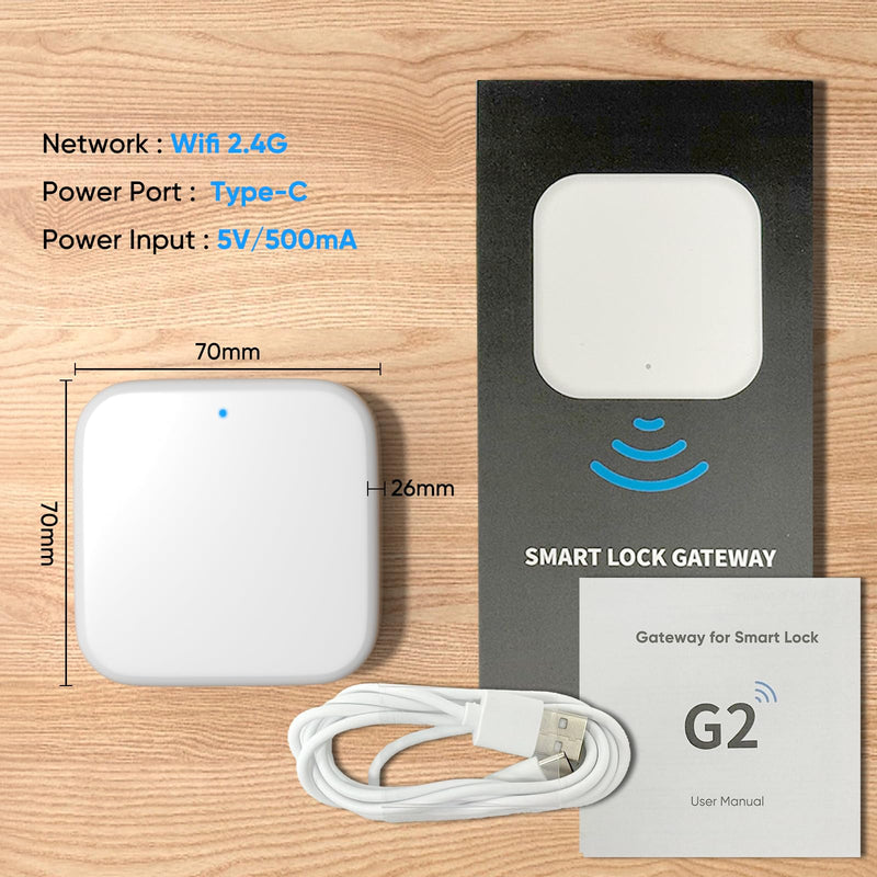 G2 Gateway, WiFi Gateway for Smart Door Lock, Compatible with TTLock APP for Remote/Voice Control Smart Lock, White
