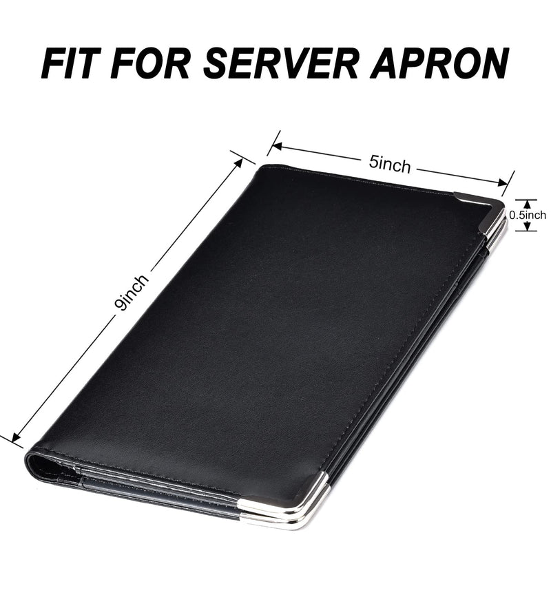 Server Books for Waitress - 5x9 Waiter Book Server Wallet with Zipper Pocket, Cute Waitress Book&Waitstaff Organizer with Money Pocket Fit Server Apron Black