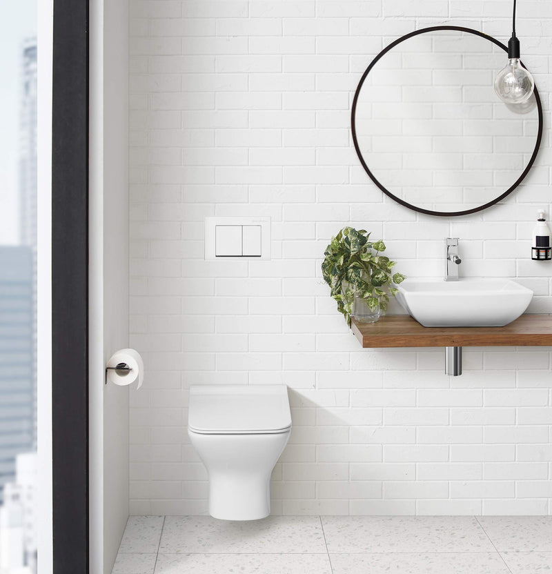 Swiss Madison Well Made Forever White SM-WC002W Wall Mount Dual Flush Actuator Plate with Square Push Buttons Glossy White