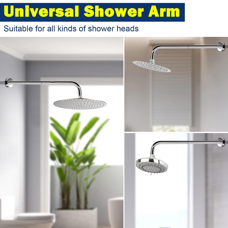 NearMoon Shower Arm, Extra Fixed Arm with Flange, Stainless Steel Wall-Mounted ShowerHead Arm (20 Inch, Chrome Finish) 20 Inch