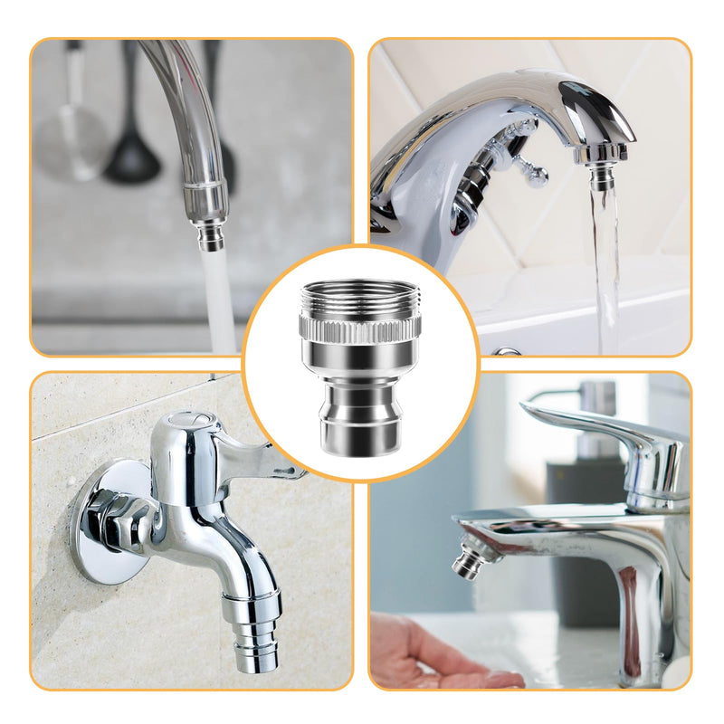 Faucet Snap Adapter Connection Sink Faucet Adapter Portable Dishwasher Faucet Adapter Faucet Aerator Sink Hose Adapter Countertop Dishwasher Connection Accessories (15/16-27Male or 55/64-27Famale)