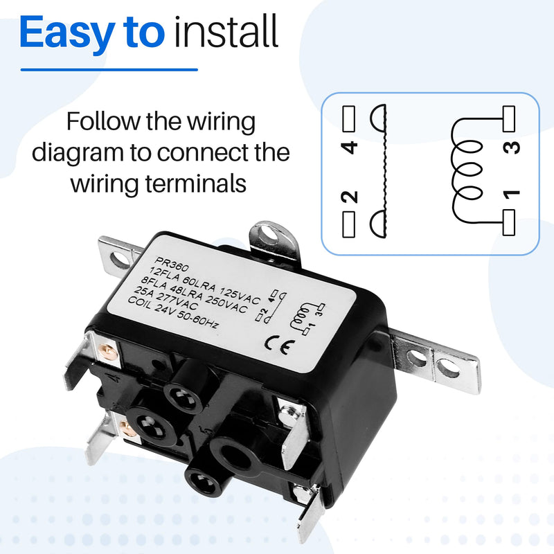 APFR-360 90-360 24V AC Heavy-Duty Fan Relay – Single Pole SPST – Isolated AC Switch for HVAC blowers, humidifiers, Goodman blowers, Heat sequencers – Includes Universal Bracket（1 Pack） (1)