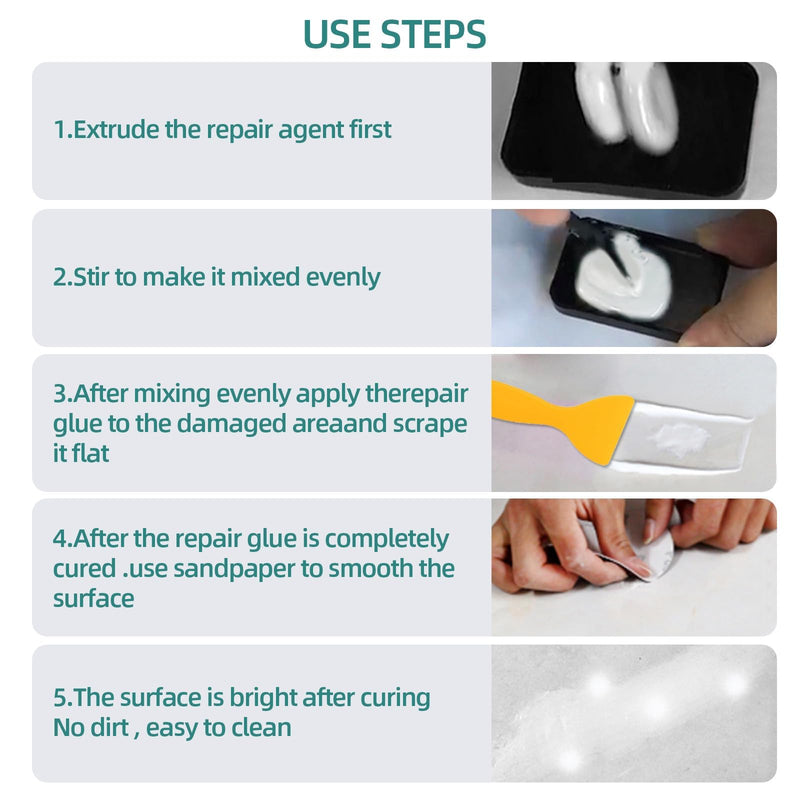 Porcelain Repair Kit, Tile, Marble and Granite Repair Kit, 100ml Quartz Countertop Repair Kit for Tile, Acrylic, Ceramic, Enamel, Kitchen Bathroom Fix Chips Cracks Scratches on Porcelain Sink