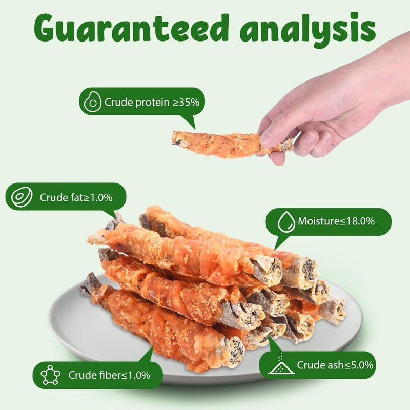Chicken Wrapped Cod Skin Dog Treats, 45% Real Chicken & 45% Fish Skin - High Protein Omega-3 Dog Chews for Skin & Coat Health - Rawhide Free, Training Snacks for All Breeds 16oz Chicken Wrapped Cod Skin Sticks 1 Pound (Pack of 1)