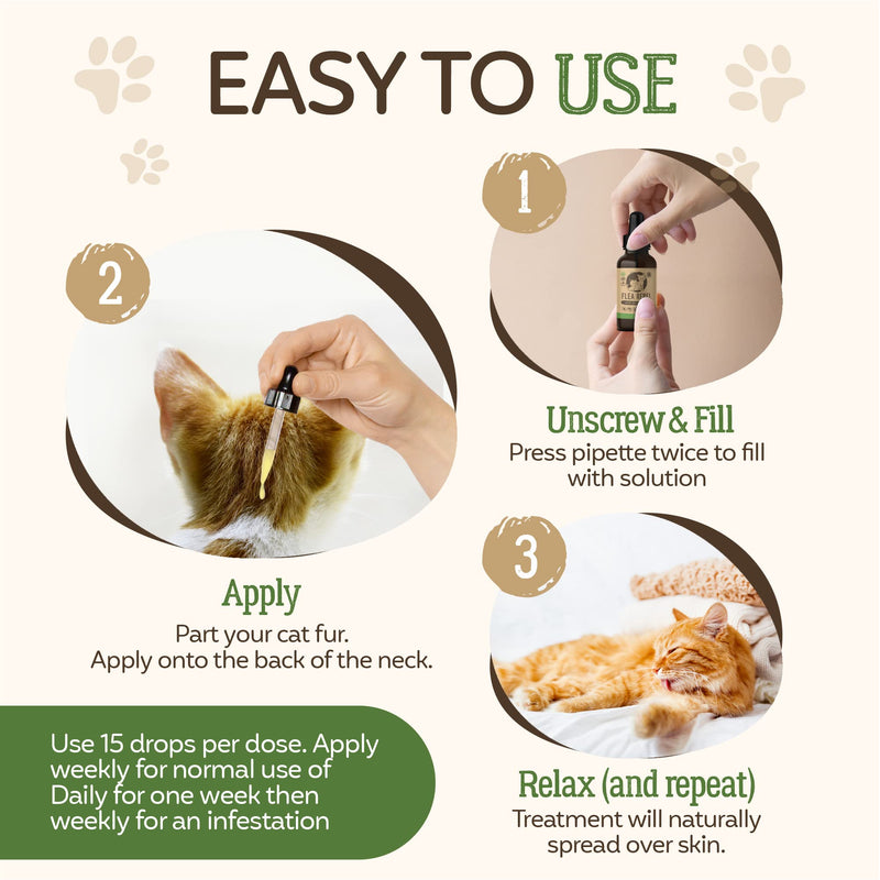 Flea Treatment for Cats | Works on Flea & Tick | All Natural Safe Formula & Easy To Apply | 50ml Spot On Application - PawsPlanet Australia