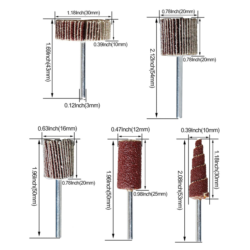 40 PCS Abrasive Flap Wheel Sander,80 Grit 3mm Shank Diameter Cone Shape Abrasive Sandpaper Flap Sanding Wheel Grinding Head for Rotary Tool