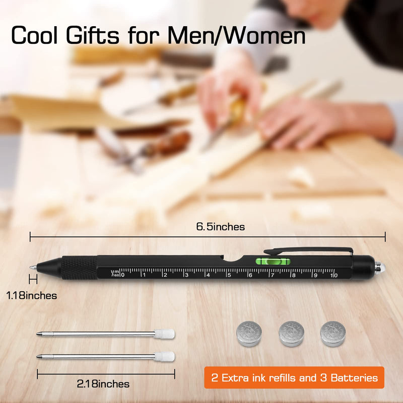 Gifts for Men, Valentines Day Gifts for Him, Mens Valentines Gifts, 9 in 1 Multitool Pen, Fathers Day Dad Gifts from Daughter Son, Tools Gadgets for Men, Birthday Christmas Gifts for Dad Boyfriend Black