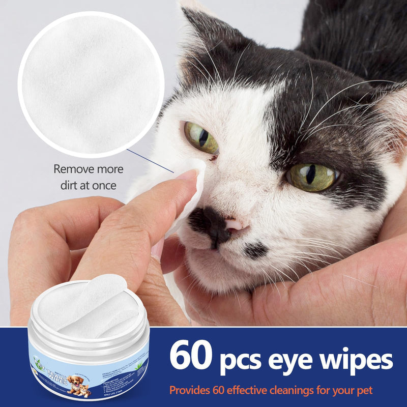 Dog Ear Wipes, Eye Wipes for Cats, Dog Tear Stain Remover Wipes, Pet Eye Wipes for Discharge and Crust (60pcs) 1