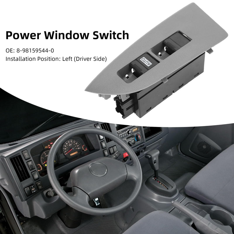 Left Driver Side Power Window Switch 8-98159544-0, Grey, Push Button, Manual, Window Switch