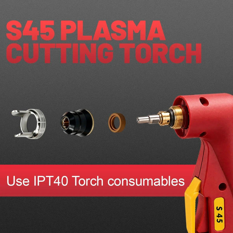 A set Plasma Torch Head Body Replacement fits Harbor Freight Chicago Electric PP2017 95136 97994 91814 60767 62204 62772 62771 plasma cutter parts (Red S45 Torch Head) Red S45 Torch Head