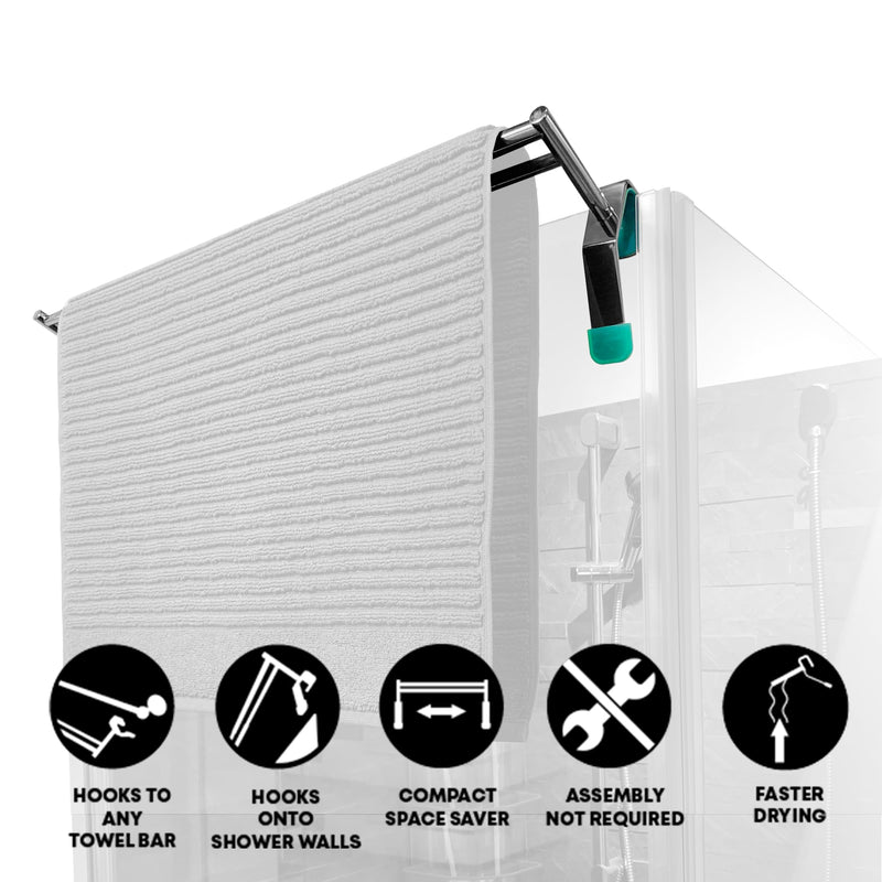 Bathroom Towel Bar Extender, The Magic Bar, Doubles Your Towel Space Fits Almost Any Towel Bar or Shower Walls, Faster Drying, No Tools Required, Expands from 14.5 to 25.5 Inches, Chrome (Double) Double Bar