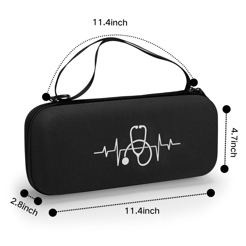 MOSLA Stethoscope Case fits 3M Littmann Classic III/Lightweight II S.E. Cardiology IV & Cardiology IV Stethoscope, Gift for Nurse, Carrying Storage Bag with Partition (Nylon Black) Nylon Black