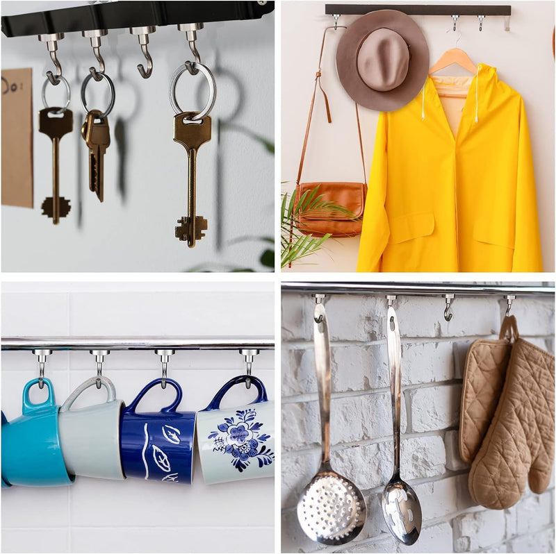 Grtard 6 Pack 25LBS Magnetic Hooks Heavy Duty Neodymium Magnet Hooks for Hanging, Strong Magnetic Hooks for Cruise, Magnets with Hooks for Home, Kitchen, Workplace, Office Silver 25lbs-6pcs