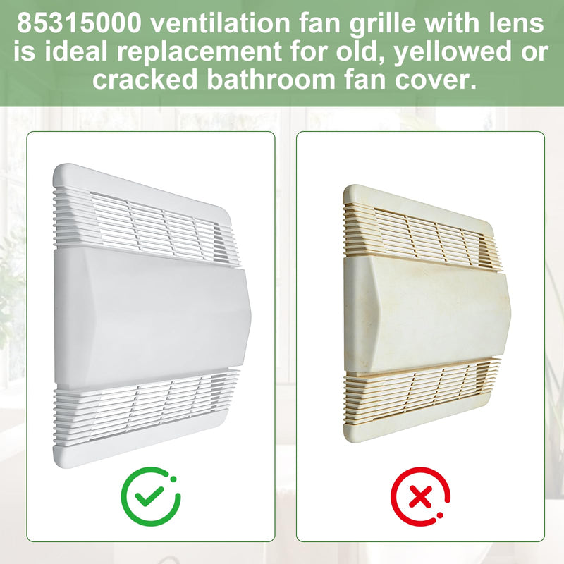 85315000 Nutone Ventilation Fan Grille with Lens Fits for Broan-Nutone 663, 663N, 663FL, 663L, 663LN, 669L, 669LN, 669FN, 763RL, 763RLN, 769RL, 769RLN, 769RF
