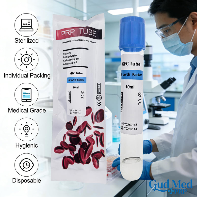 10 Pack Lab-Grade GFC Glass Tubes 10 mL with Separation Gel, Sterile Individually Wrapped, for Research Use Only by GudMedPRP