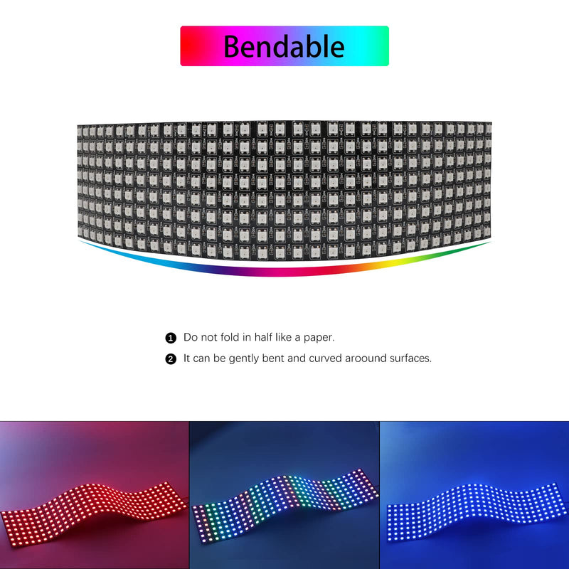 2pcs Ws2812b LED Matrix Panel 8x32, 256 Pixels Programmable Flexible Led Panel, RGB 5050SMD Individually Addressable Digital Led Display Screen for Arduino Raspberry Image Video Text Display