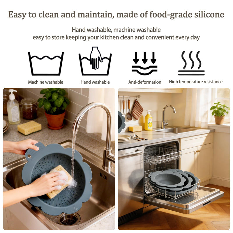 Silicone Pan Protectors for Stacking,3pcs Thicker Pots Protector (Include 8",10",12") with 3pcs Felt Pans Separators for Protecting Your Cookware,Dishwasher Safe (Dark Gray) Dark Gray