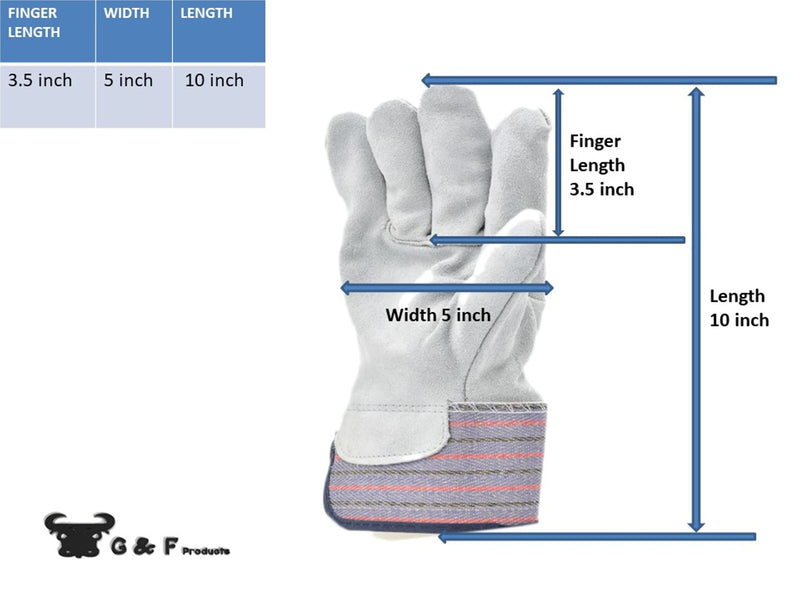 5015 5 Pair Pack Leather palm work gloves cowhide leather suede finish, single or double palm Large (Pack of 5) Safety Cuff Regular Grade