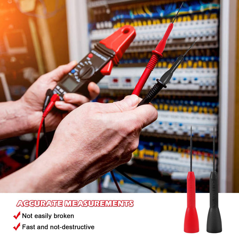 8PCS 2mm Extended Needle Test Probes 600V/10A Non-Destructive Insulation Multimeter Test Probe for Leads Tl71 Tl75, Black & Red
